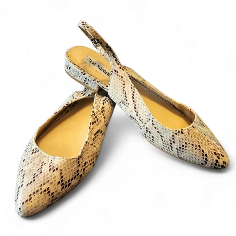 Steve Madden‎ Snake Skin Pattern Slingback Flats Size 8.5